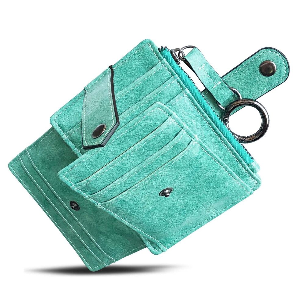 7519 Keychain Wallet Leather Rfid Credit Card Holder Compact Small Wallet